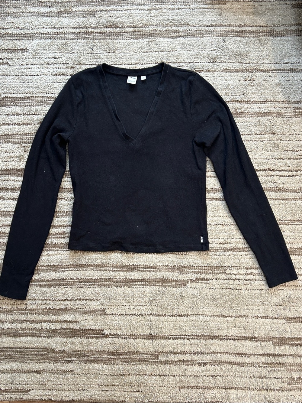 TNA Black V-Neck Long Sleeve Tee